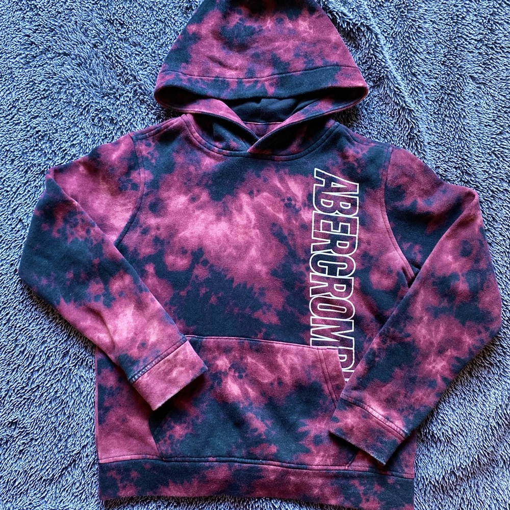 Abercrombie Kids Red and Black Tie-Dye Hoodie